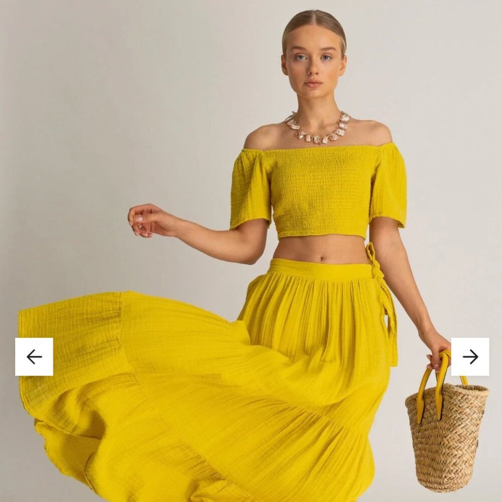 Yellow Blouse & Skirt Set